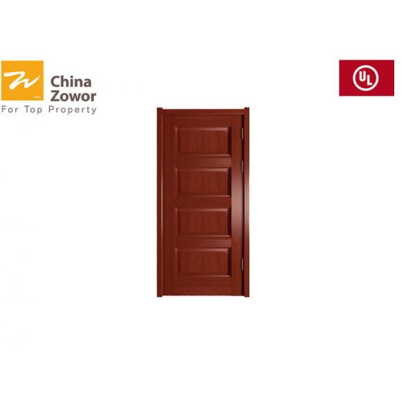 Quality 60 mins Black Walnut Veneer Finished Single Leaf Solid Wood Fire Rated Doors For Hotel for sale