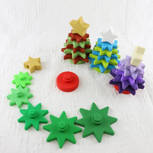 Quality Babe Soft Silicone Stacking Rings Blocks With Christmas Tree Shape for sale