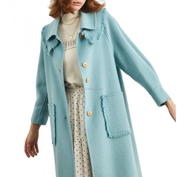 Quality Wool Blend Peacoat Double-Breasted High Quality Trench Coat Women Long Coats for for sale