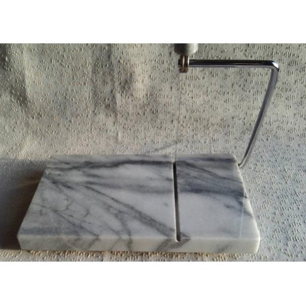 Quality 5" Marble Cheese Slicer , Marble Cheese Board Cutter Anti Slip White With Vein for sale