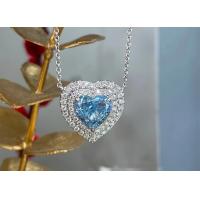 China Heart Cut Lab Created Diamond Pendants Blue Diamond Heart Pendant 2.63ct factory