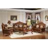 China Luxury classic antique European style living room furniture  solid wood leather  sofa set factory