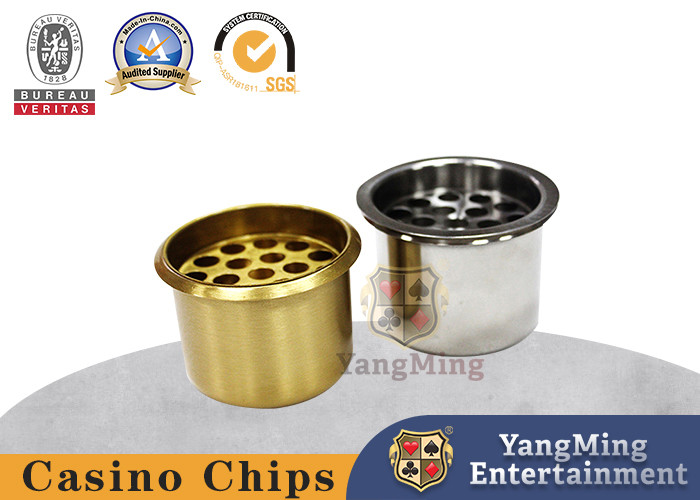 China Industrial Brushed Stainless Steel Ashtray Water Cup Drag Texas Poker Table Game Holder factory