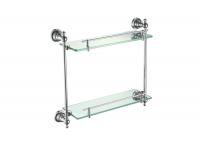 China Brass Bathroom Accessory Double Layers Glass Wall Shelves Chrome Finish factory