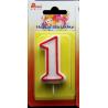 China Number Birthday Candles With Red Edge And Plastic Holder factory