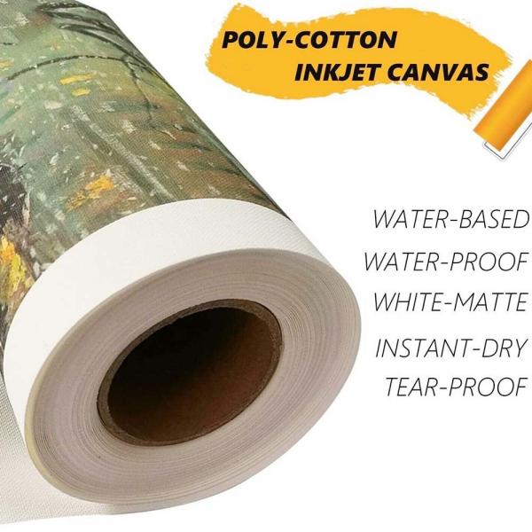 Quality Water Based Poly-Cotton Inkjet Canvas 240gsm White Matte Canvas Roll 36"X100m for sale