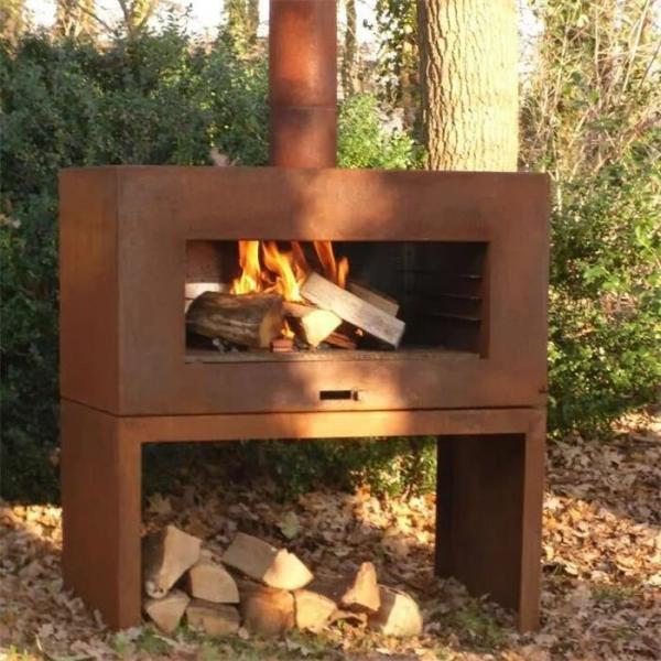 Quality Free standing Wood Burning Steel Outdoor Chiminea Fireplace With Log Store for sale