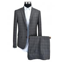 China Men'S Slim Fit Tailored Suits Deep Grey Check Anti Shrink Breathable factory