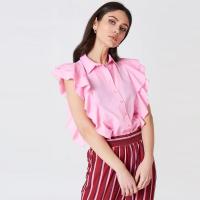 Quality Lady Clothing Pink Frill Women Shirt for sale