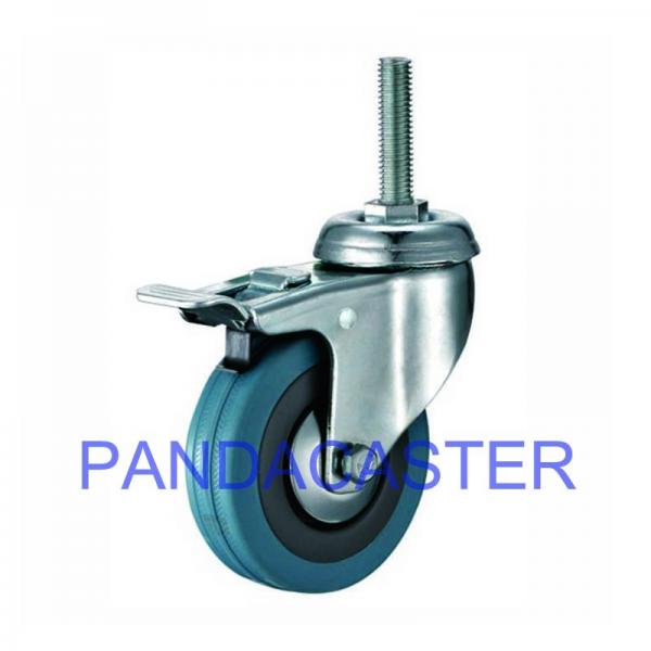 Quality Rubber Institutional Casters Threaded Rod Low Profile Swivel Casters With Dual Lock Brake for sale