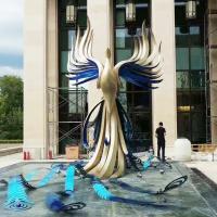 Quality Stainless Steel Electroplating Phoenix Sculpture Outdoor Pool Decoration for sale