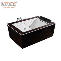 China Hydromassage Waterfall Whirlpool Bathtub 1800 Colorful Lights Wooden Top for sale