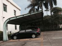 China 4 sets Small Cars Parking Shed Garage Steel Frame With Red Arc Shape Roof Top factory