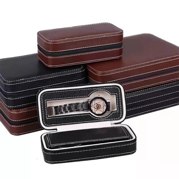Quality Oem/Odm Small Zipper Luxury Watch Box Leather Material For Men for sale