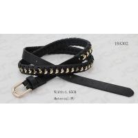 China 2cm Width Gold Metal Chain Belt , PU Womens Woven Belt With Gold Buckle factory