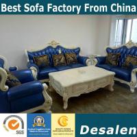 China 004# wooden carved Luxury home furniture Royal genuine leather sofa set. 1+2+3 seater combination fabric sofa factory