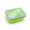 China Green Rectangle Microwavable Food Storage Container Kids Silicone Lunch Box factory