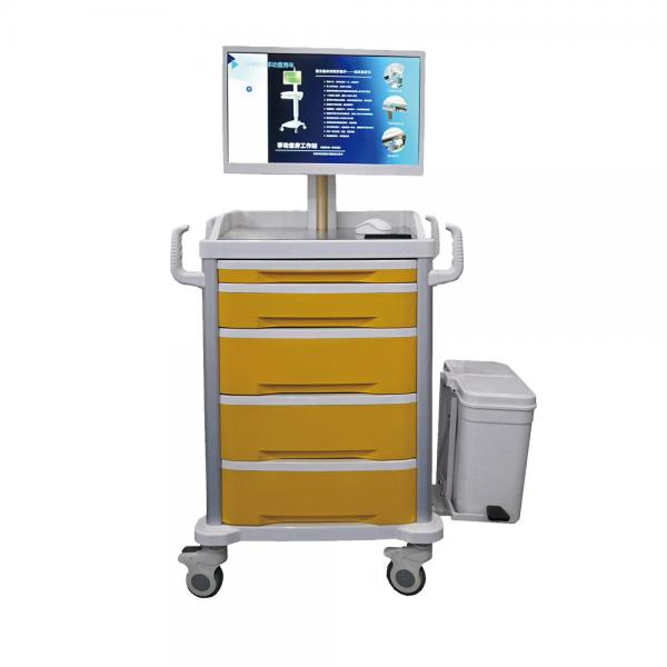 Quality Disposable Computer Workstation Trolley ABS Integrated Mobile Information Nursing Vehicle for sale