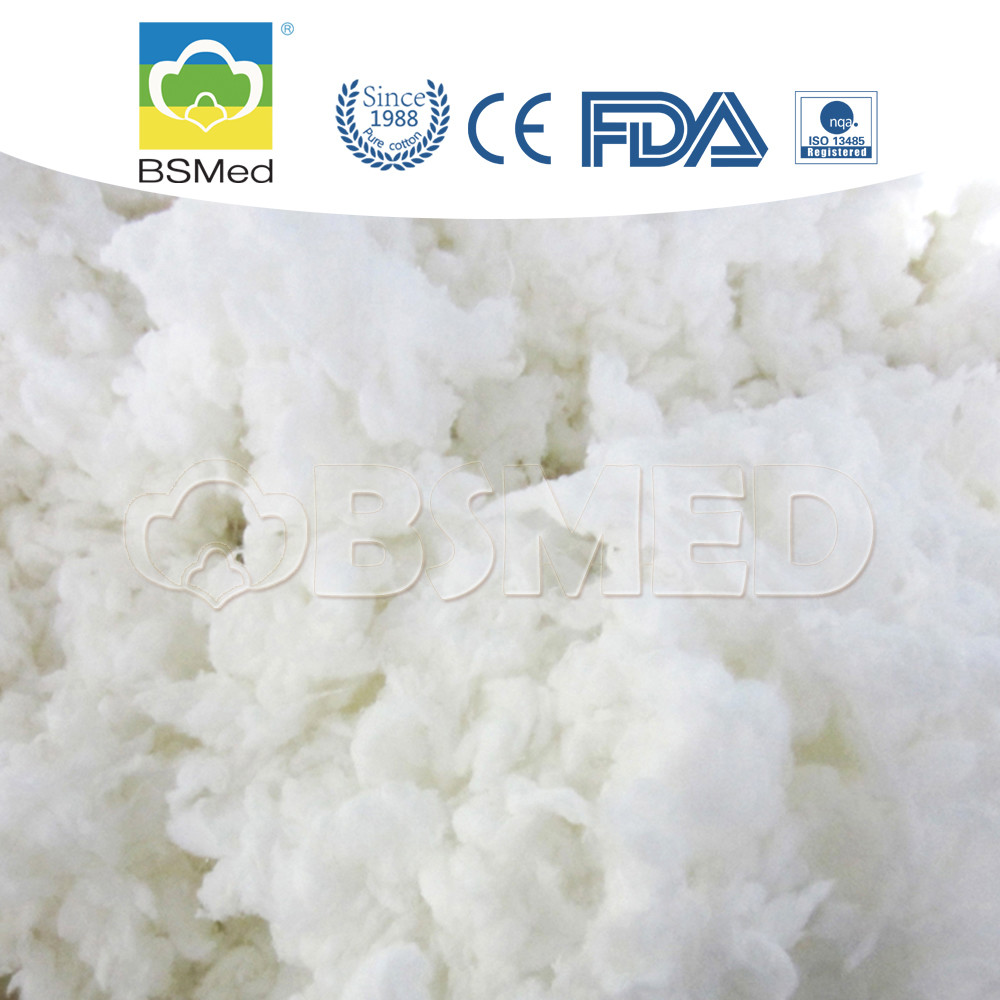 China FDA ISO Medical Supply Products Absorbent Bleached Cotton Raw Material factory