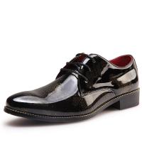 Quality Business Patent Leather Mens Shoes , Brown Mens Dress Shoes With Golden Pattern for sale