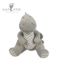Quality ODM Soothing Stuffed Animal Embroidery Logo Grey Dinosaur Plush CE for sale
