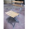 China Outdoor garden restaurant furniture steel folding chair X shape wood slat chair factory