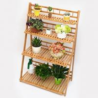 China Customized Foldable Wooden Plant Stand , 4 Layer Bamboo Plant Pot Holder factory