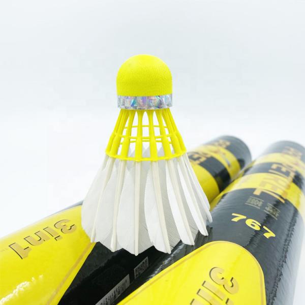 Quality Hybrid 767 Yellow Shuttlecock Goose Feather Badminton For Training for sale