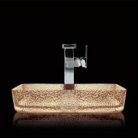 China Light Tea Toilet Hand Wash Basin Crystal Vessel Rectangular Bathroom Sink factory