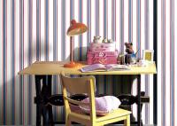 China Mediterranean Modern Removable Wallpaper,Blue And Red Striped Wallpaper 0.53*10M factory