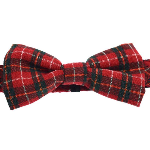 Quality Butterfly Knot Dog Walking Collars , Cute Dog Collars Plaid Fashionable for sale