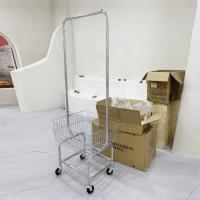 China Double Pole Rack Laundry Basket Carts Chrome Surface  675*555*723mm factory