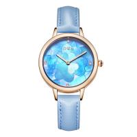 China Colorful MOP Leather Strap Quartz Watch Flower Dial Minimalist Swiss Watch factory