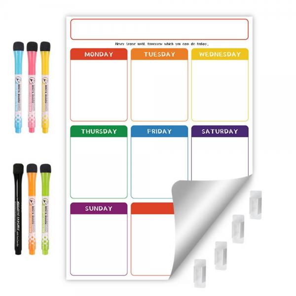 Quality Soft  Whiteboard Sheets Reusable Calendar Planner Self Sticky Weekly Planner 17x11'' 17x13'' for sale