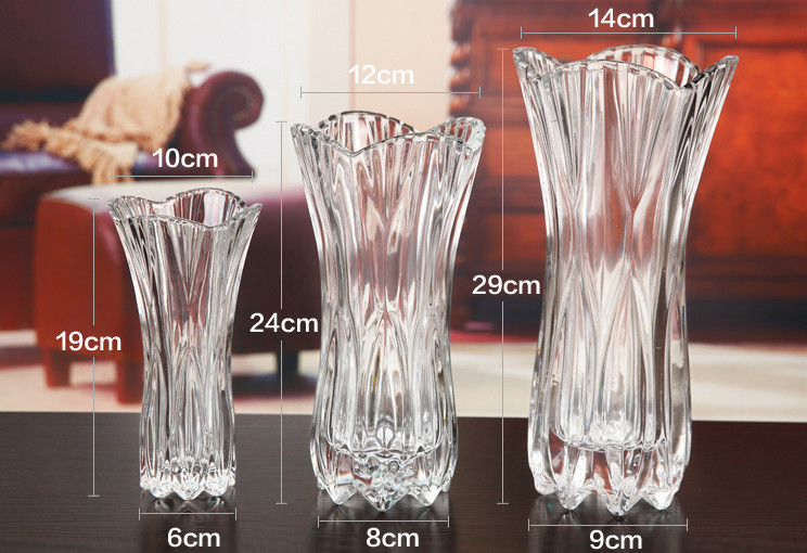 China Royal Glass Crystal Transparent Glass Vase Flower Decoration Machine Press factory