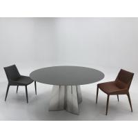 China Metal Cross Leg Marble Dining Table Round  Grey Marble Dining Table And Chairs factory