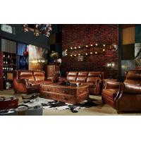 China Modern Brown Leather Sectional Sofas , Tan Soft Leather Couch High Back Cushion factory