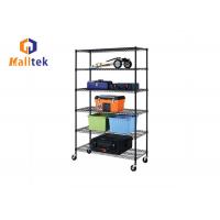 China Detachable 5 Tier Powder Coated Metal Wire Storage Shelf With Wheel for sale