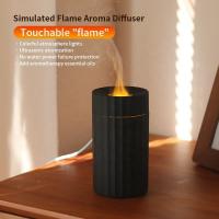 China Type C 100ml Flame Humidifier Fire Aroma Diffuser With 7C LED Changing Light factory