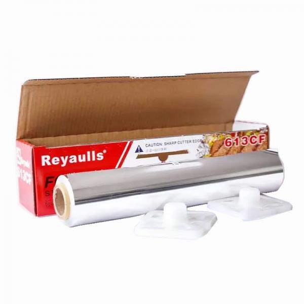Quality Food Grade Kitchen Cooking Aluminum Foil Roll With Plastic Holder Metal Blade for sale