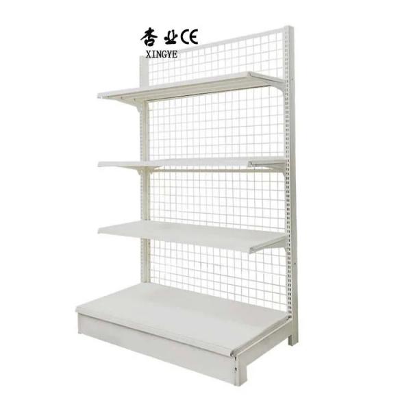Quality Steel Metal Grid Display Rack For Supermarket Shop Exhibit Net Mesh Shelf for sale