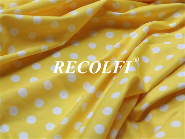 China Yellow Dot Printing Cute Activewear Knit Fabric For Women Kids Yoga Running factory