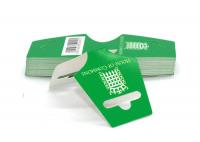 China Green Color Fluorescent Folded Swing Tags , Double Sided Product Hang Tags factory