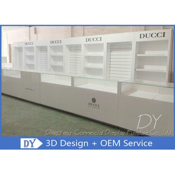 Quality Shining White Store Jewelry Display Cases , OEM Design Jewellery Shop Counter for sale