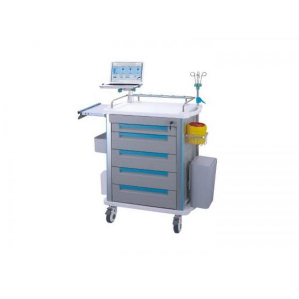 Quality Medical Trolley With Cart Sundry Bin Central Lock Mute Wheels for sale