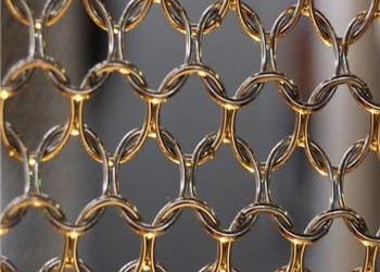 Quality Gold Fireproof Chainmail Ring Mesh Curtain 3.8mm-50mm Aperture for sale