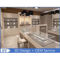 China MDF Gray Beige Coating  Jewelry Shop Counter With Lights Lock factory