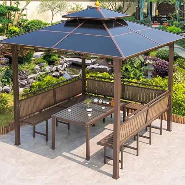 Quality Outdoor Hardtop Gazebo Patio Galvanized Steel Double Roof Permanent Canopy for sale
