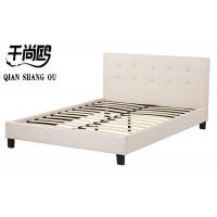 China Compact Soft Platform Bed / White Fabric Upholstered Bed King Size Queen Size for sale