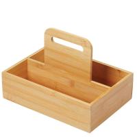 China Wood Light Weight Bamboo Food Storage Container Divided Bin With Carrying Handle factory